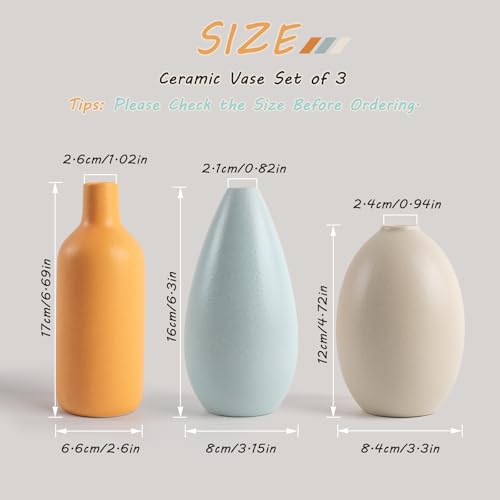 Flower Ceramic Vase for Home Decor, Minimalist Decorative Vases Set