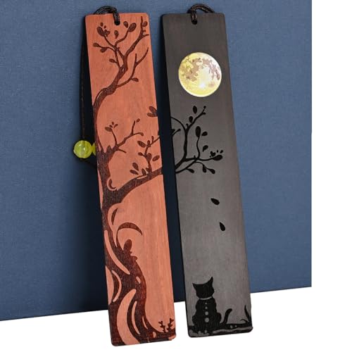 ZQZYMXQ 2Pcs Moon Cat Bookmark, 3D Fancy Bookmarks, Unique Black Cat Gifts - style: Moon Cat