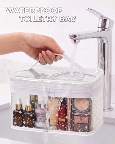 Star Clear Makeup Bag, Waterproof Travel Cosmetic Bag Toiletry bag,White - color: White