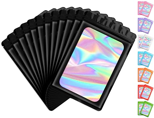 Funfery 100 Pack Resealable Holographic Bags, Smell Proof Packaging, Black - color: Black, size: 3x4.7 inch