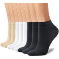 CHARKING 8 Pairs Ankle Socks for Women - Non Slip Cotton No Show Low Cut Casual Socks - color: 04 Black/Black/Black/White/White/White/Beige/Beige