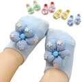4Packs Baby Girls Socks,Flower Non-Slip Grips for Babies Toddler Princess - color: Yellow Pink White Bule