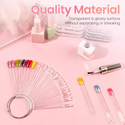 BQAN Nail Swatch Sticks 50Pcs Clear with Ring & 2Pcs Number Stickers - color: Clear-50Pcs