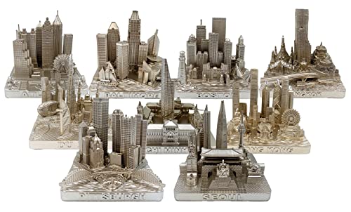 ZIZO Skyline 3D Model Modern The World Landmarks Model Buildings City Skyline Statue for Home Decor for Boy Friends Gold 4" (12 Cities) - color: 12 Cities