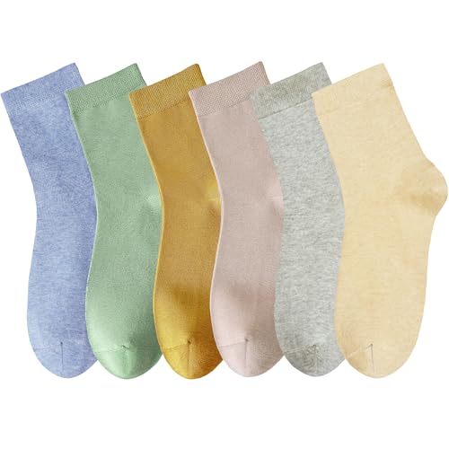 MAGIARTE Womens Mini Crew Cotton Socks,6 Pairs - color: Color#12