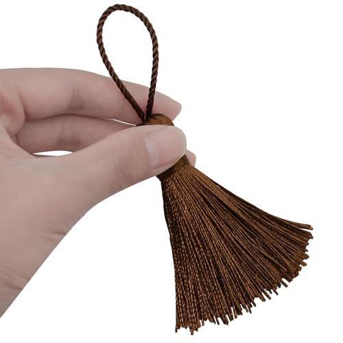 20Pcs 4.3 Inch Silky Mini Craft Tassels for Earrings, Souvenir(L-Coffee) - color: Light Coffee