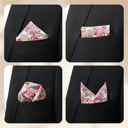 Cotton Floral Handkerchiefs for Men Wedding Evening Daily Work Prom - color: Pink,green,white