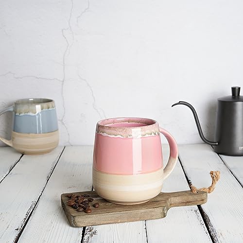 Bosmarlin Extra Large Ceramic Coffee Mug, 23 Oz, Dishwasher and Microwave Safe, Oversized Big Tea Cup, Reactive Glaze (Pink) - color: Pink