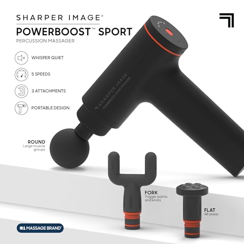 Sharper Image Powerboost Sport Deep Tissue Percussion Massage Gun - color: Grey - Sport