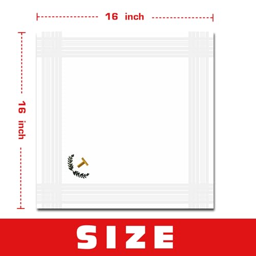 3 Pcs Men's Handkerchiefs, White Embroidered Initial Monogrammed Handkerchiefs for Men Suit Soft Cotton - style: T