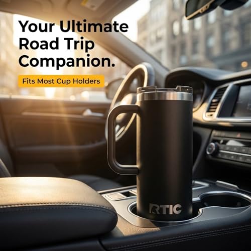 RTIC 20oz Road Trip Travel Mug with Lid and Handle, Midnight - color: Midnight, size: 20 Ounces