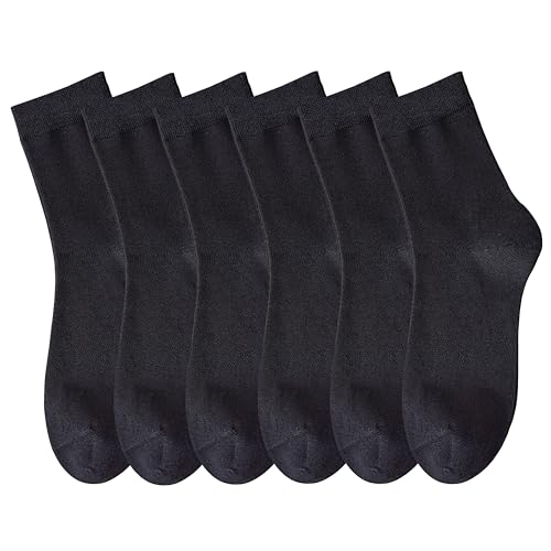 MAGIARTE Womens Mini Crew Cotton Socks,6 Pairs - color: Color#09 Black