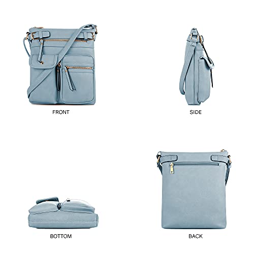 SG SUGU Katie Lightweight Medium Crossbody Bag Shoulder Bag with Multi Pocket for Women - color: Blue