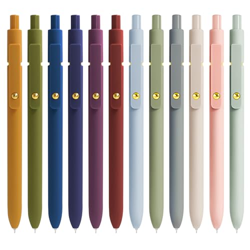 YOXMJDB Gel Pens, 12 Pcs 0.5mm Fine Point Smooth Writing Pens Cute Pens, High-End Series Black Ink Pens for Journaling Note Taking, School Office Supplies for Women Men (12 Pcs Gold Mixed colors) - color: 12 Pcs Gold Mixed colors