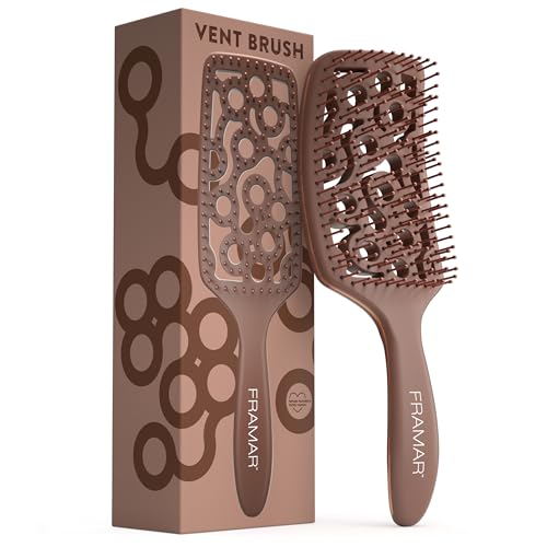 FRAMAR Professional Vented Hair Brush, Curved Hair Brush For Blow Drying - color: Chocolate