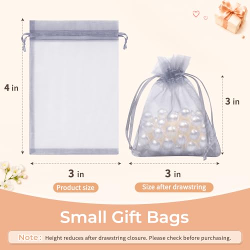 Crweety 50PCS Organza Bags 3x4 Grey Small Gift Bags Mesh Drawstring - color: Grey