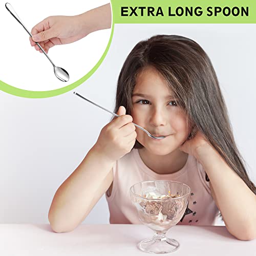 9" Ice Cream Spoons Long Handle Iced Tea Spoons Thicken Heavy Duty 6Pcs - style: 6-Pack