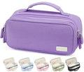 Sooez Large Pencil Case Pouch, Soft Corduroy Pencil Bag with Handle - color: Purple