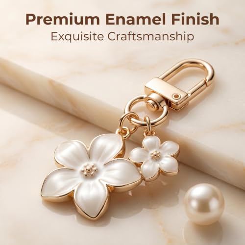 9Pcs Daisy Flower Keychains Gold Alloy Lobster Clasp Bag Charms for Handbags Backpacks Car Keys Women Accessories Set - color: 9-white