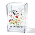 Just Be Yourself Acrylic Makeup Brush Organizer Holder, Motivational Vanity Desk Accessories for Bedroom Office, Inspirational Affirmation Quote Gifts for Women Girls Daughter Sister Coworker - style: Be Yourself