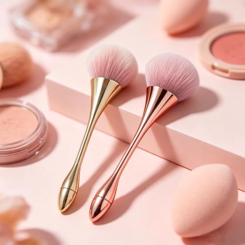 Nail Dust Brush 2 Pcs Set Nail Clearing Brushes Gold & Champagne Color - color: C-2pcs