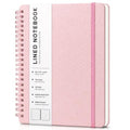 Lined Spiral Notebook for Women, A5 College Ruled Leather Spiral Journals - color: Pink, size: A5