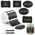 Mantah 200pcs Multiple Shapes Chalkboard Labels with 2 White Chalk Markers, Reusable Waterproof Jar Labels for Storage, Food Containers, Office Use - size: 200 PCS, Multiple Shapes
