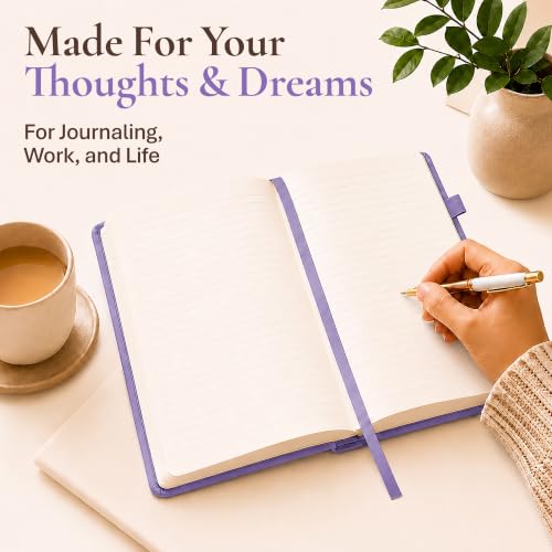 Lined Journal Notebook Hardcover Leather Bound 200 Pages A5 Purple Diary - color: Purple, size: A5 200 Pages
