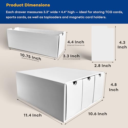 Fageverld Trading Card Storage Box, Top Loaders Storage Box with 40 Dividers, Cardboard Toploader Card Boxes for Sports Card, Baseball, MTG, TCG, Playing Cards, 6 Drawer - color: Drawer-2 Sets