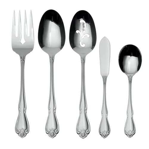 Oneida True Rose 5 Piece Everyday Flatware Serving Set - style: 5-Piece Serving Set