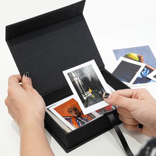 Vienrose Small Photo Storage Box, 5"x7", Linen Postcard Keeper, Black - color: Black, size: 5"x7"