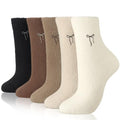 Geyoga 5 Pairs Fuzzy Bow Socks for Women Fluffy Slipper Gift - color: Neutral