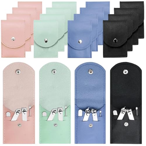 16 Sets Travel Manicure Set Professional Nail Clipper Kit Bulk,4 in 1 Adult Stainless Steel Travel Manicure Kit with Case Individually Wrapped Nail Clippers Bulk for Homeless,Hotel,Charity(4 Colors) - color: Multi Color