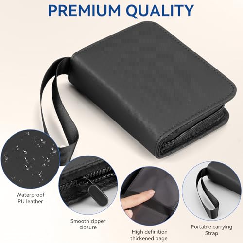 Mini Card Binder, EDUDIIU Small Pokemon Card Binder 30 Pages Holds 60 Cards - color: Black
