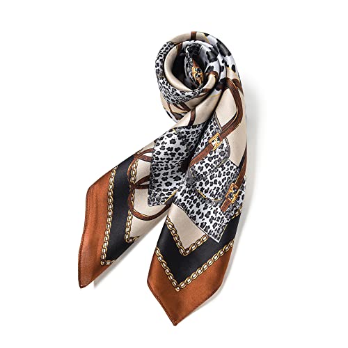 100% Mulberry Silk Scarf - 25.6" Square Neckerchief & Headscarf Gift Packed - color: Dark Brown