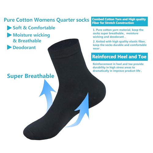 MAGIARTE Womens Mini Crew Cotton Socks,6 Pairs - color: Color#09 Black