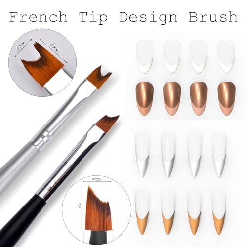 6Pcs Ombre Nail Brush and French Tip Brush, Half Moon Shape French Brush for Nails Acrylic Nail Art Brushes Ombre Nails Painting Pen Brushes French Manicure Brush Nail Tool - color: French Tip&Ombre Brush