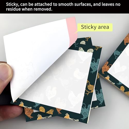 Cute Sticky Notes 3 x 3 in, 2 Pack Self Stick Note Pads with Fun Patterns, Strong Adhesive Memo Pads for Office School Home, 80 Sheets per Pad Cute Chickens - color: Cute Chickens
