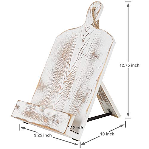MyGift Recipe Book Holder, Whitewashed Wood Cutting Board Style Cookbook Holder, Wooden Book Stands for Display - color: Whitewashed