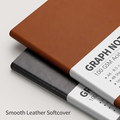 RETTACY Graph Grid Paper Notebook, 96 Pages, A4 Large Size (8.5'' x 11'') - color: Brown, style: Grid