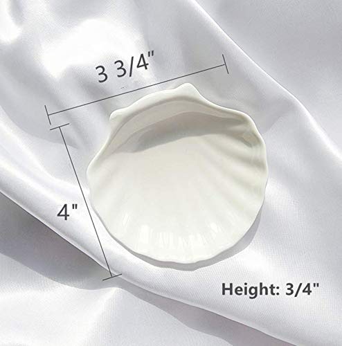 Leoyoubei Sauce Dish Set of 6, White Porcelain Dipping Bowls for Sushi, Soy Sauce, Ketchup, Honey Mustard, BBQ or Seasoning (Shell Shape - 2 Oz Each) - color: Shell shape- 2 Oz