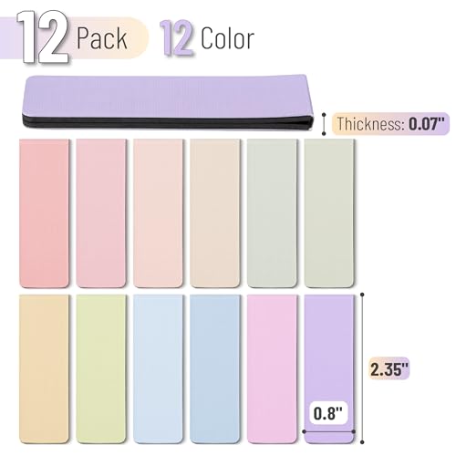 Mr. Pen- Aesthetic Magnetic Bookmarks, 12 Pack, 0.8"x2.35" - color: Pastel
