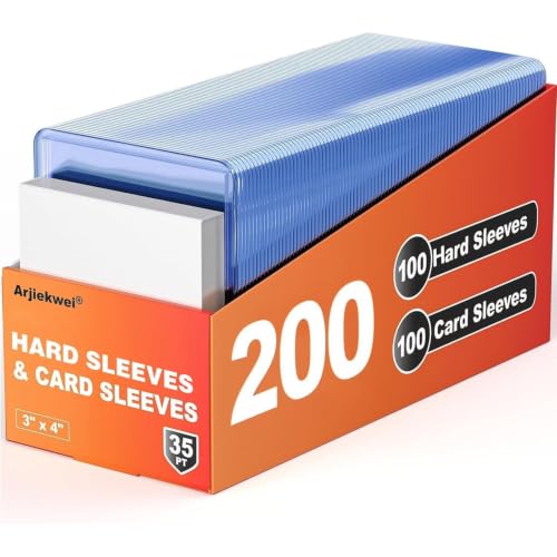 200 Card Sleeves Hard Plastic, Arjiekwei 3"X 4" Trading Card Holder, 35PT