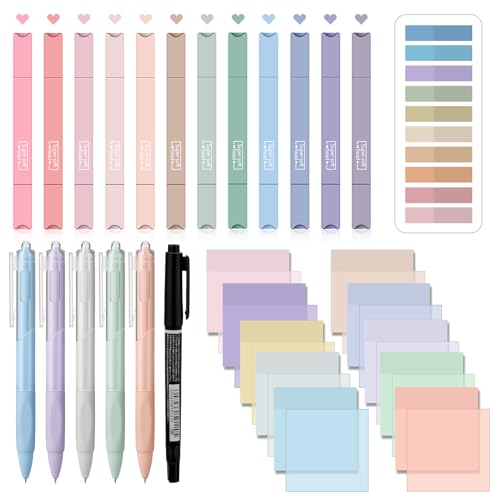 Jutom 38 Pcs Book Annotation Kit for Bible Study, Classic Color, Square - color: Classic Color