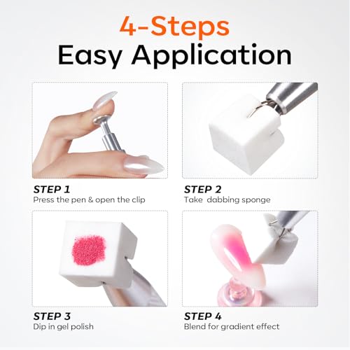 Modelones 150pcs Nail Sponges for Ombre with Grabbing Pen - color: White
