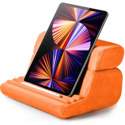 UGREEN Tablet Pillow Stand for Lap Soft Holder Bed with 3 Viewing Angles Adjustable Home Office Accessories Compatible with iPad Pro 13 12 11 10.5 Air Mini 5 4 3 2 Phone 16 15 14 E-Reader Orange - color: Orange