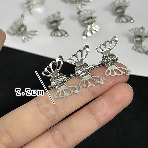 35Pcs Silver Butterfly Hair Clips Thicker Round-Edged Y2K