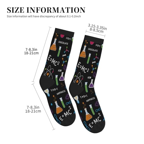Crew Athletic Socks Funny Crazy Casual Sports Novelty Dress Socks for Women Men Running Hiking - color: Science Chemistry Math