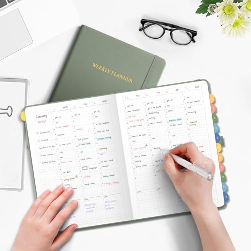 Undated Appointment Book, 52 Weekly & 12 Monthly Planner, A5 (5.7" x 8.3") - color: Light Green