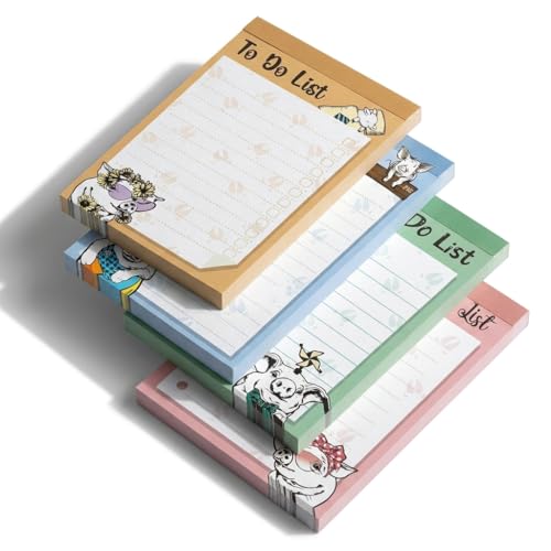 4 Pads Pig Cute Sticky Notes 4x6 Funny Post it Notes Animal Stationary - color: Pig